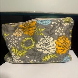 Floral Gray Cosmetic Bag